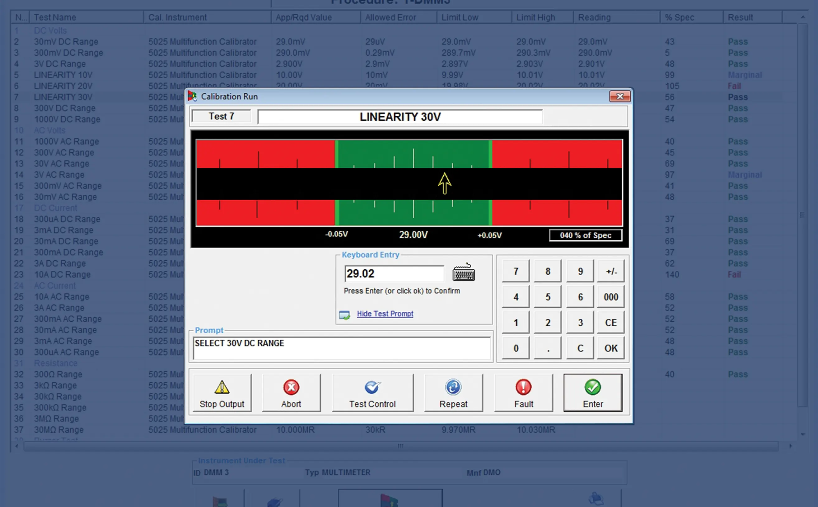 Graphical Test Screen Interface