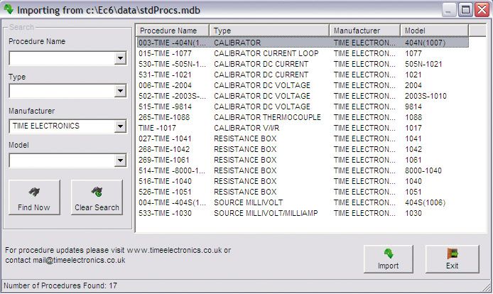 A procedure library with quick search filters