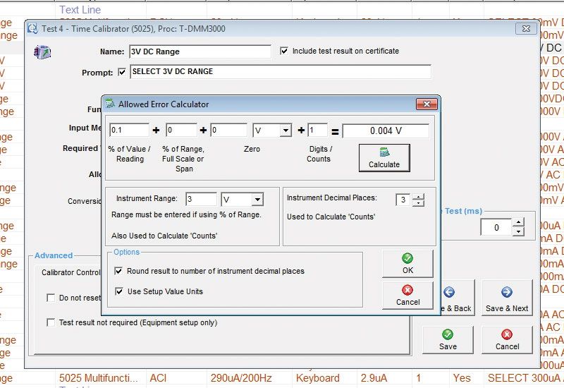 Allowed error calculator